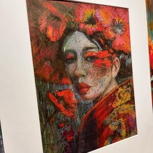 “Geisha Flower” 11x14 Original oil pastel on cardboard